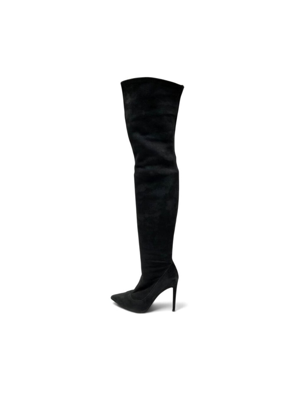 SERGIO ROSSI Black Stretch Suede Over-The-Knee Stiletto Boots Sz 38